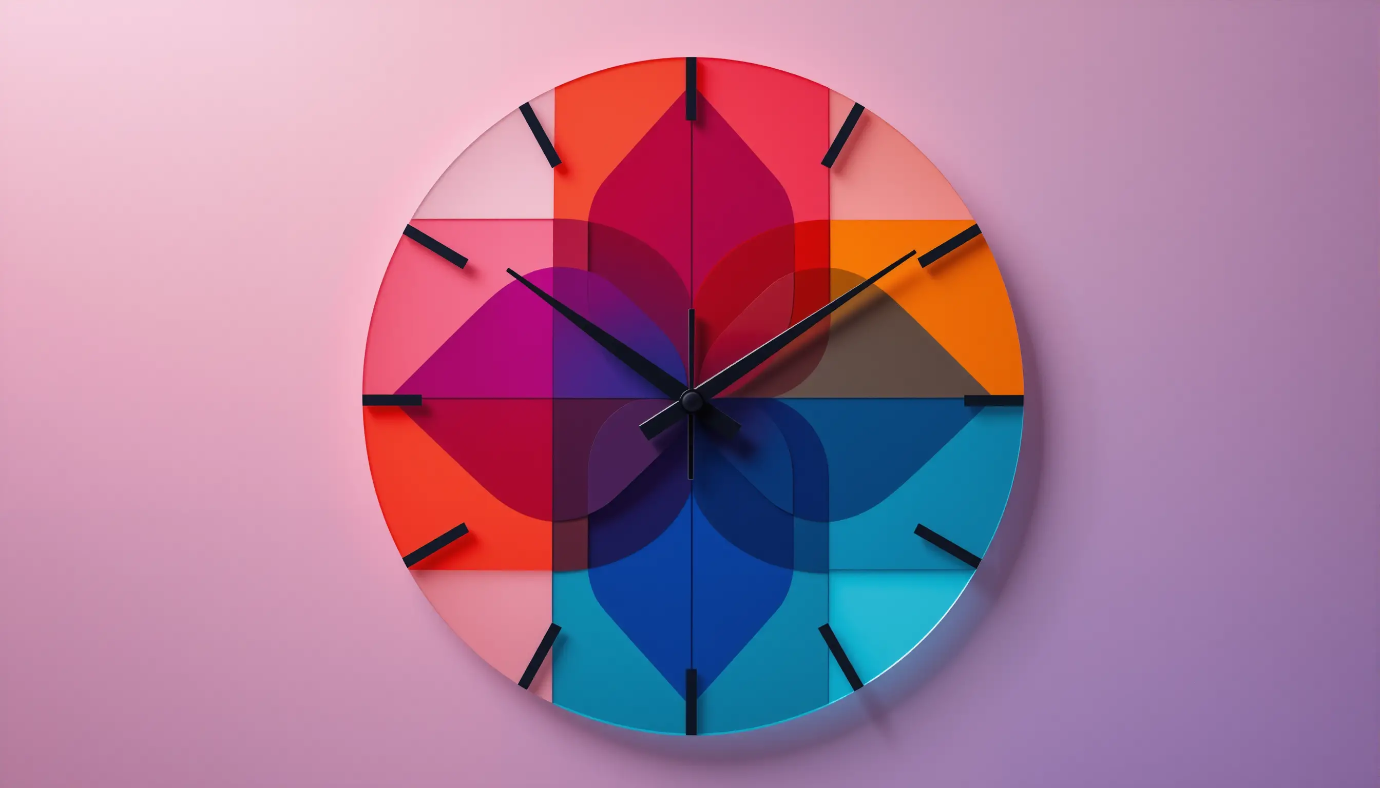 Abstrakte geometrische Uhr mit farbenfrohem, modernem Design