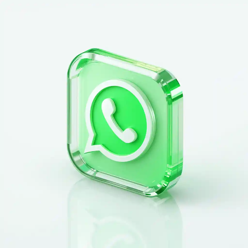 白色背景上的 3D 等距 WhatsApp 風格玻璃圖示