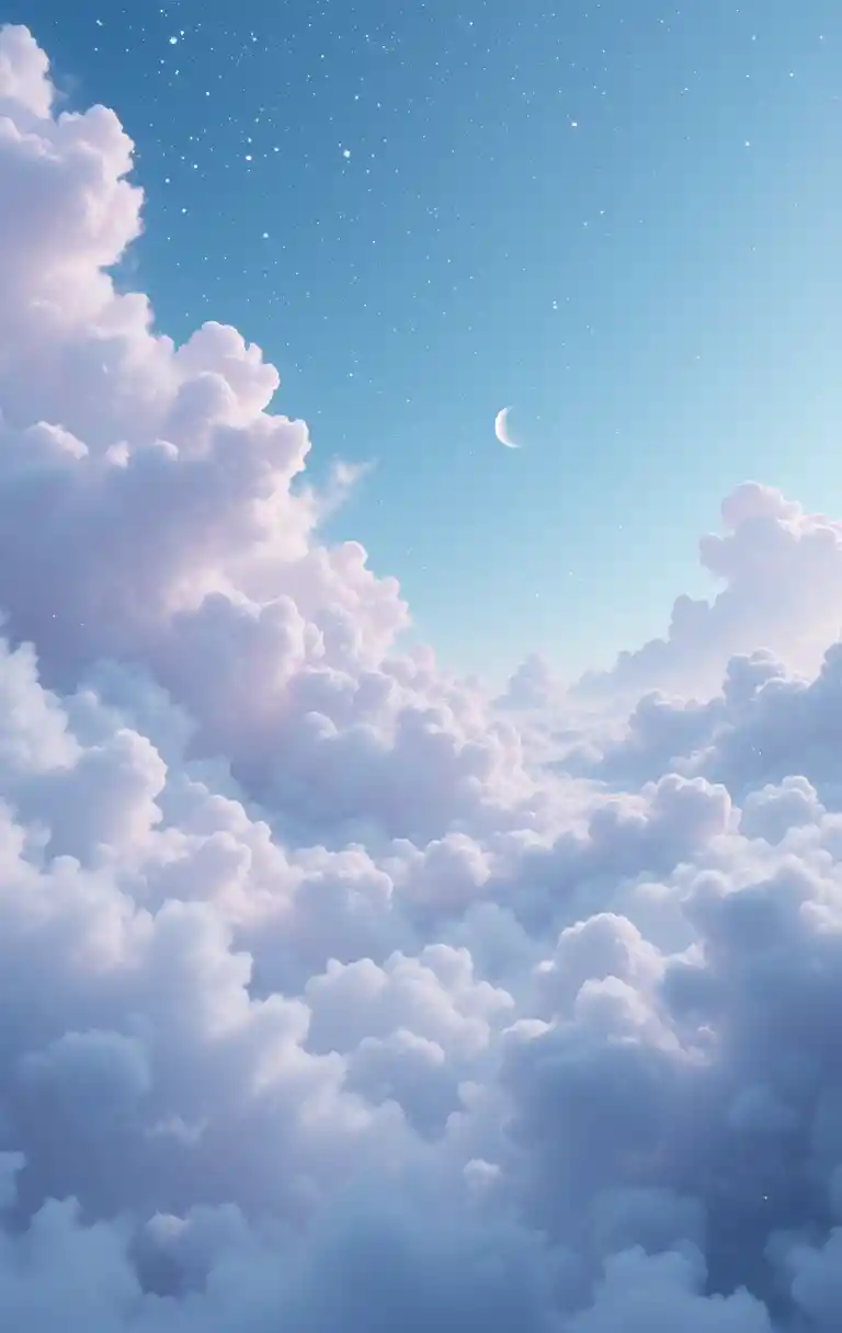 Ätherische Traumlandschaft aus sanftem Blau und Lavendelhimmel