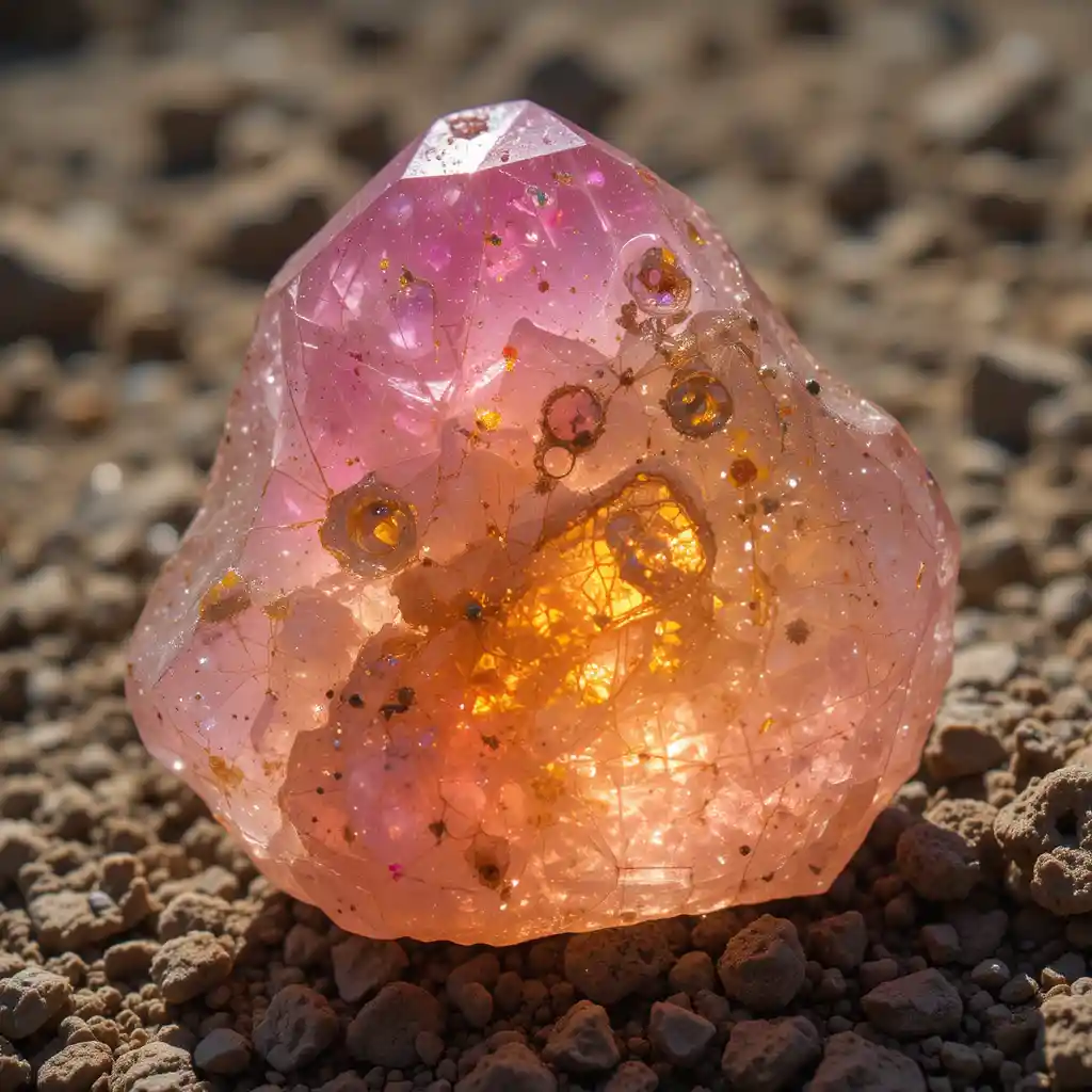 Cristallo riportato alla luce scintillante che proietta colorate ombre illuminate dal sole