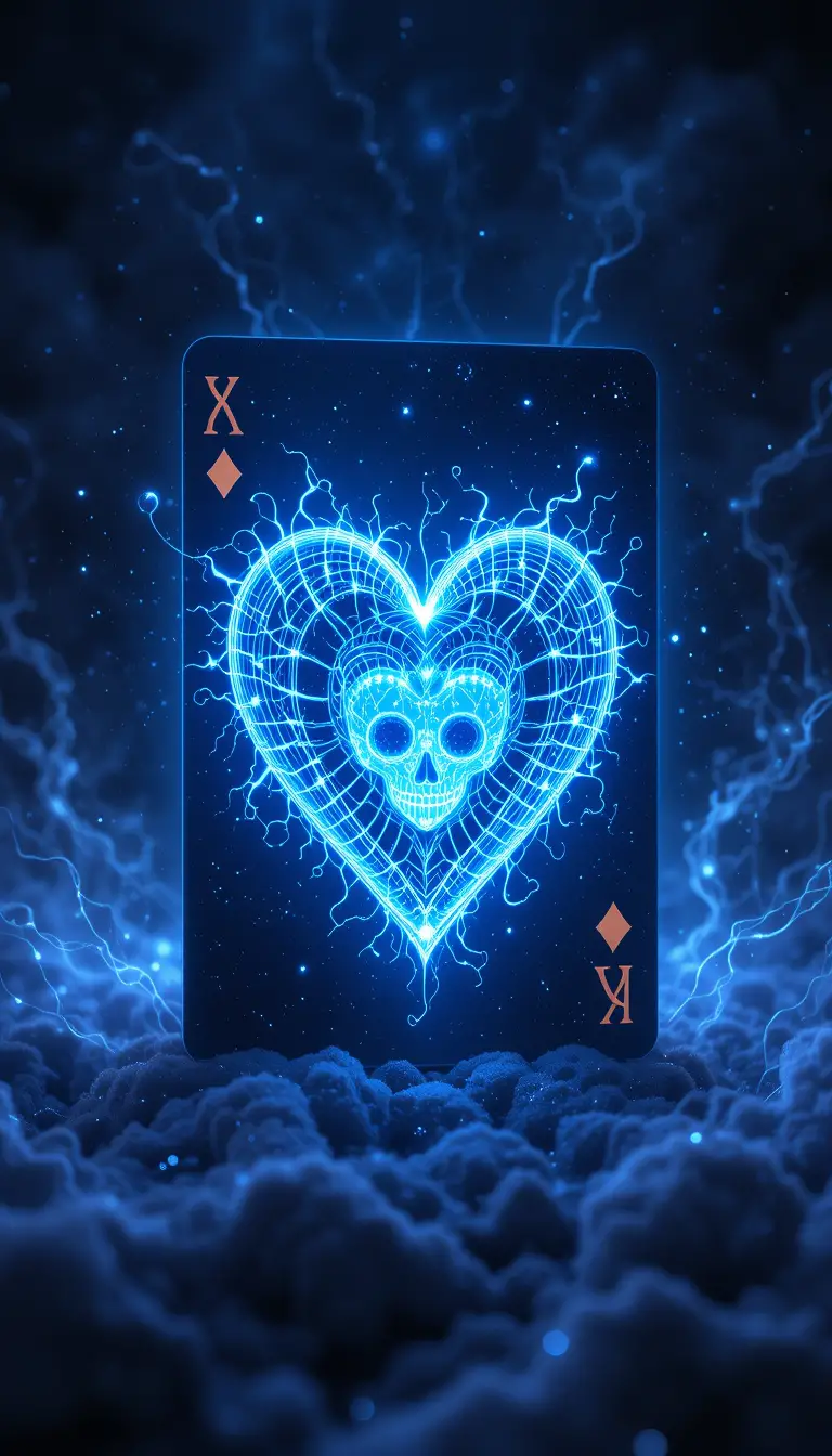 Mystical gypsy playing card glowing in cosmic energy