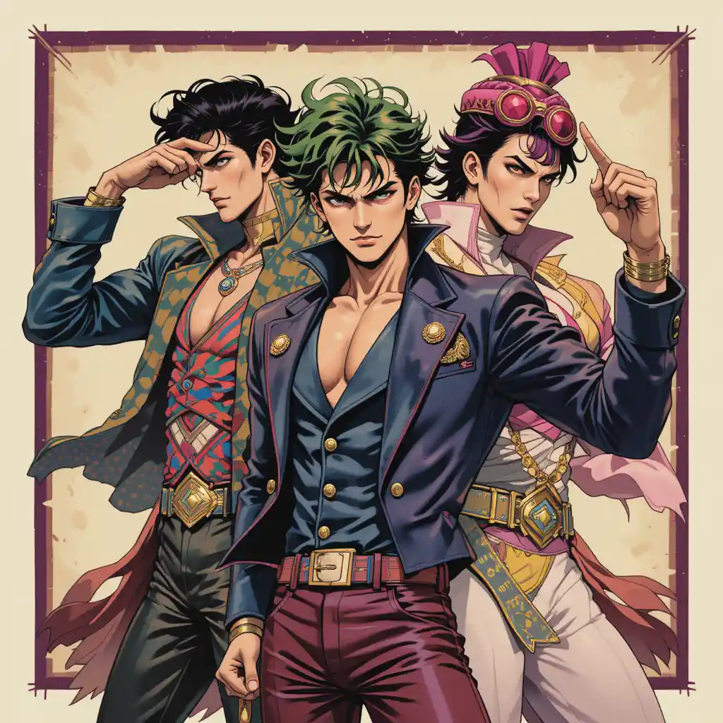 Dynamische Manga-Illustration mit starken, stylischen Charakteren