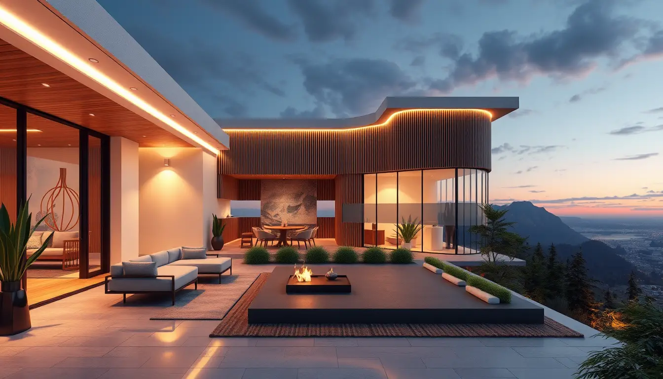 Rendu d’art numérique moderne d’un intérieur de maison contemporain