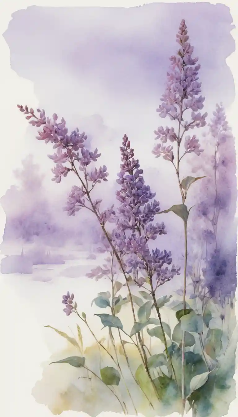 옅은 양피지 위의 꿈같은 수채화 인상주의 그림