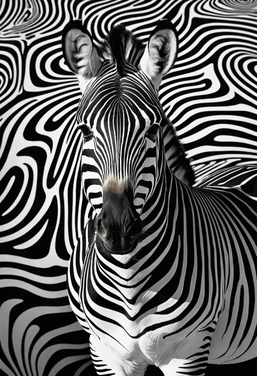 Schwarz-weiße Op-Art mit getarntem Zebra