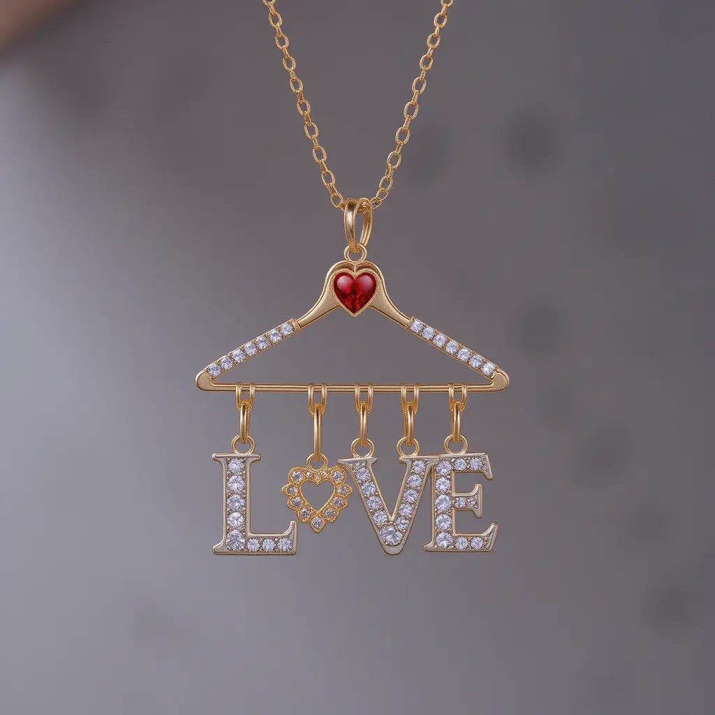 Delicata collana d’oro con ciondolo a cuore e lettera d’amore
