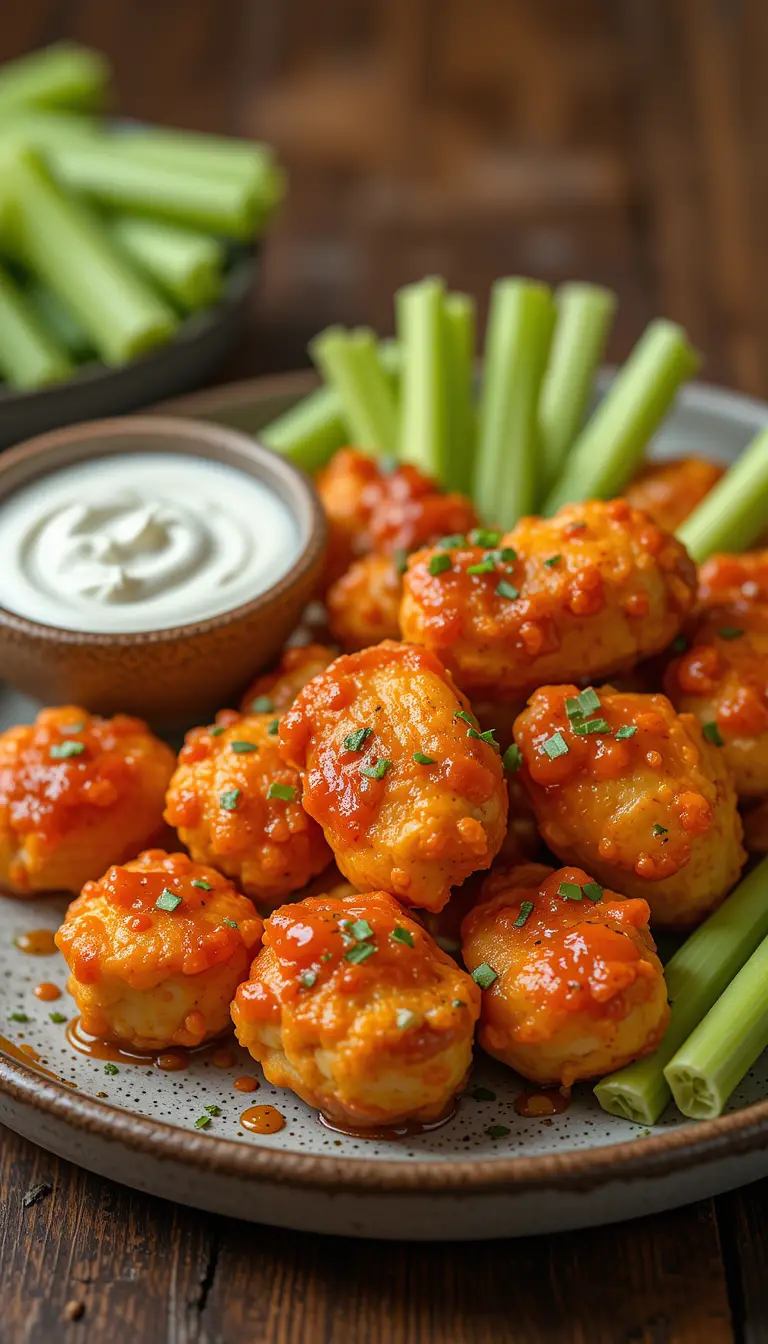 Ailes de paneer Buffalo avec céleri et sauce au fromage bleu