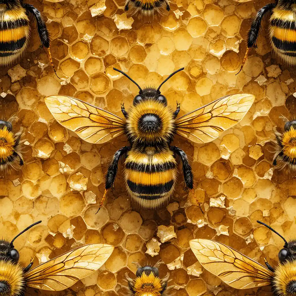 Watercolor bee and honeycomb seamless abstract pattern