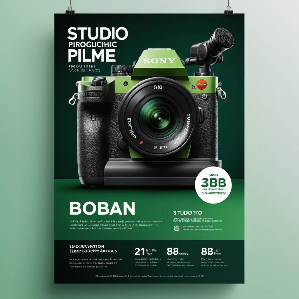 Poster bilingue degli orari dello studio con icone cinematografiche moderne