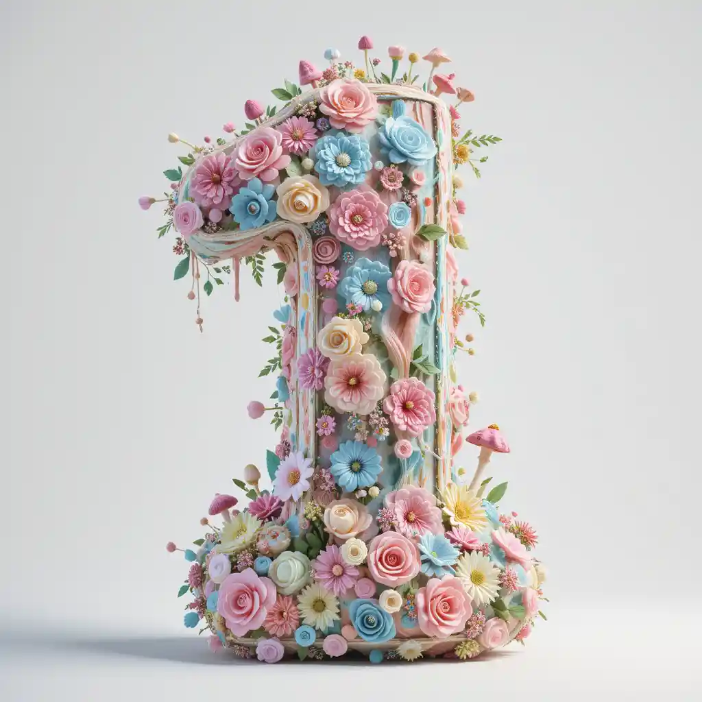 Pastellfarbene Porzellan-Piñata in Eins-Form mit floralen Details