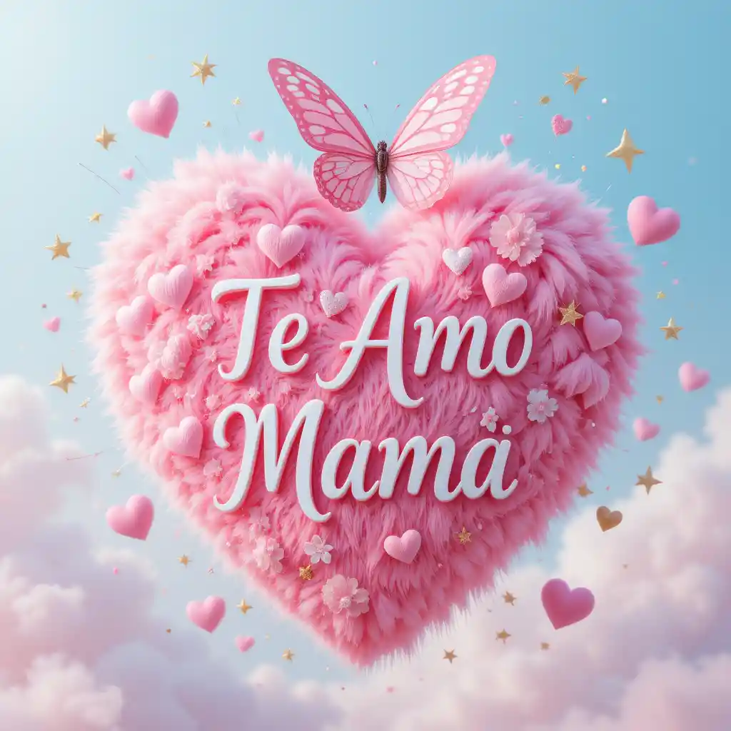 Cuore rosa con testo Te Amo Mama e design di farfalla