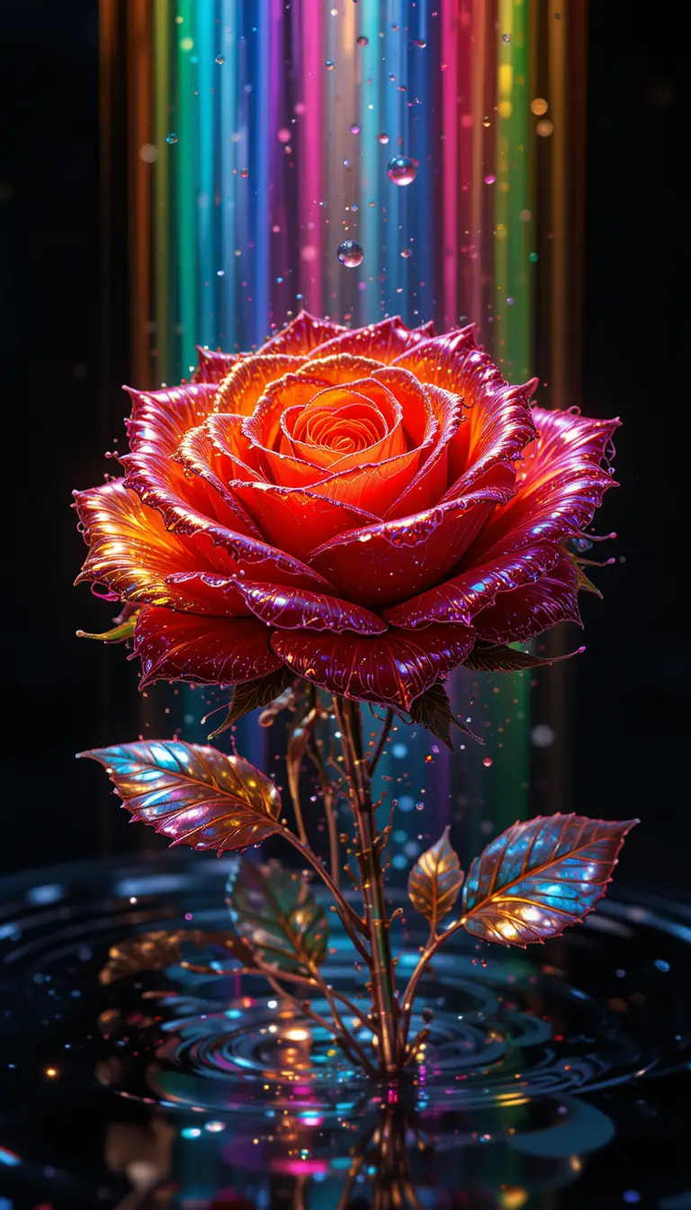 Rosas vermelhas, rosas e amarelas com cromo sobre fundo preto