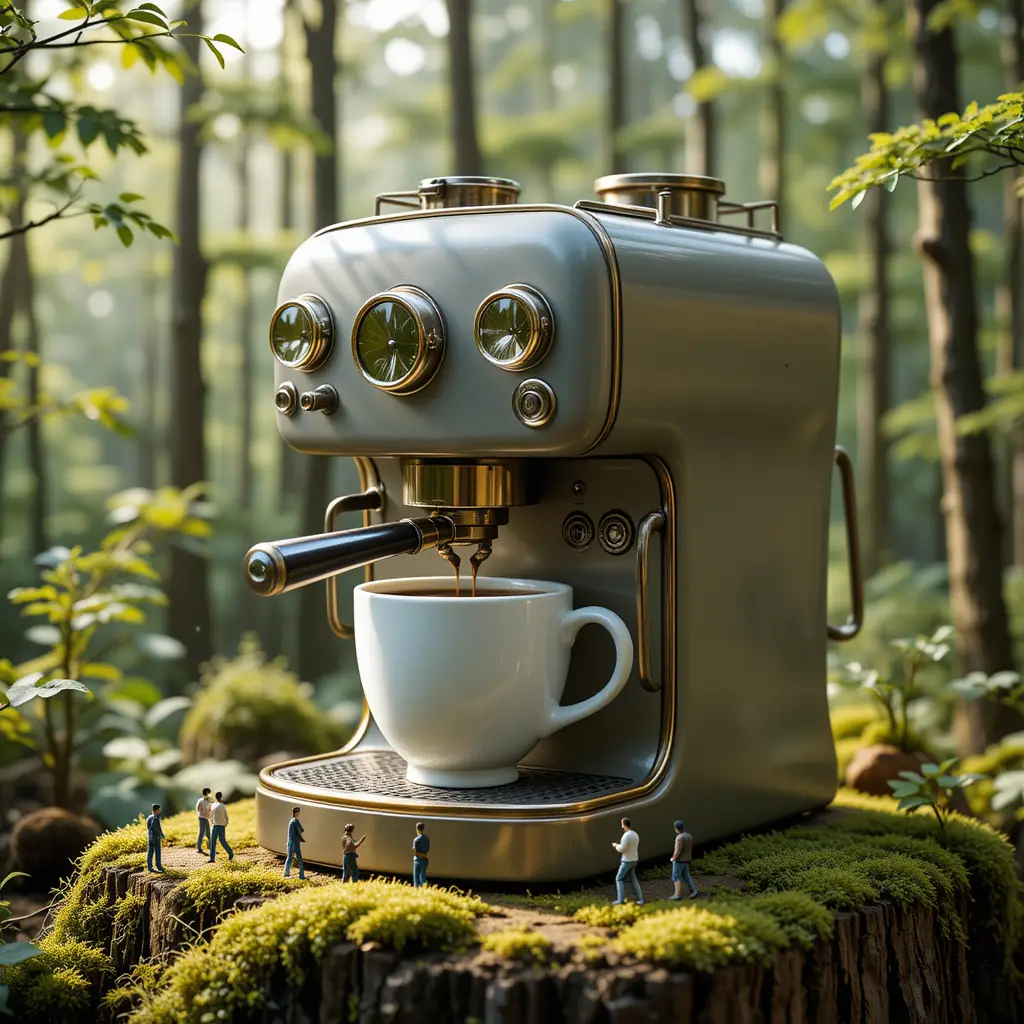 Maison-Cafetière Fantaisiste dans une Forêt Tranquille