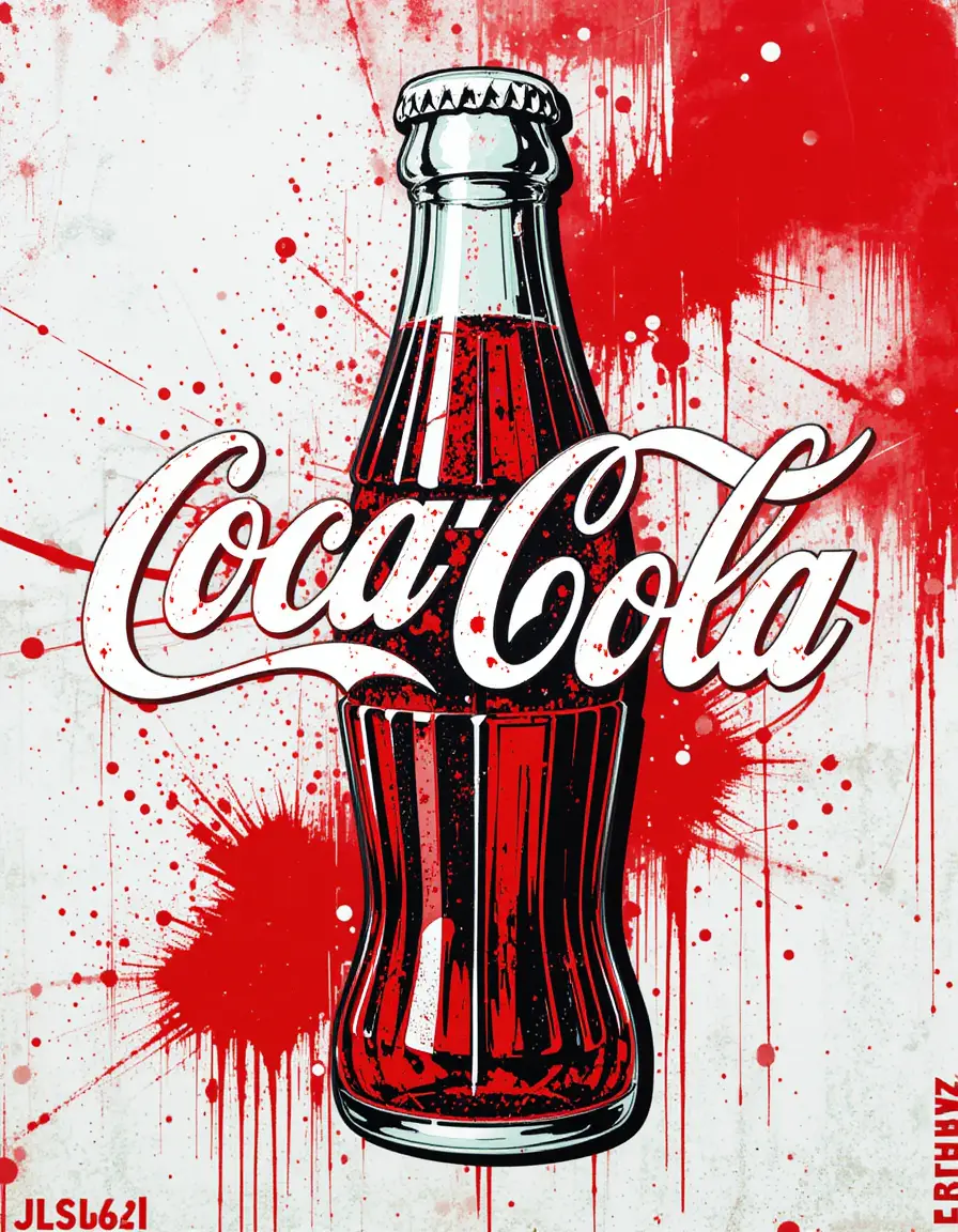 Pop-Art-Graffiti-Remix eines klassischen Cola-Logos