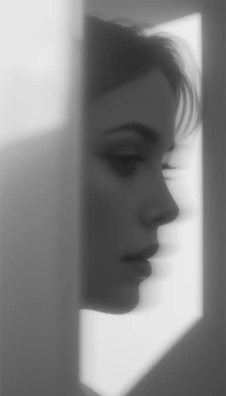 Black and white fine art portrait with soft negative space
