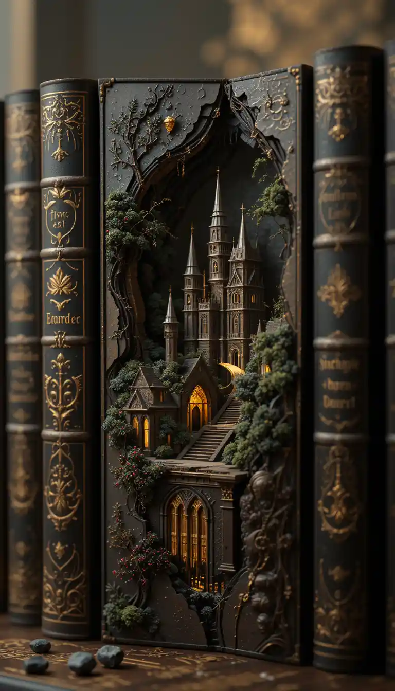 Fantasy Books Revealing A Gothic Castle Microcosm