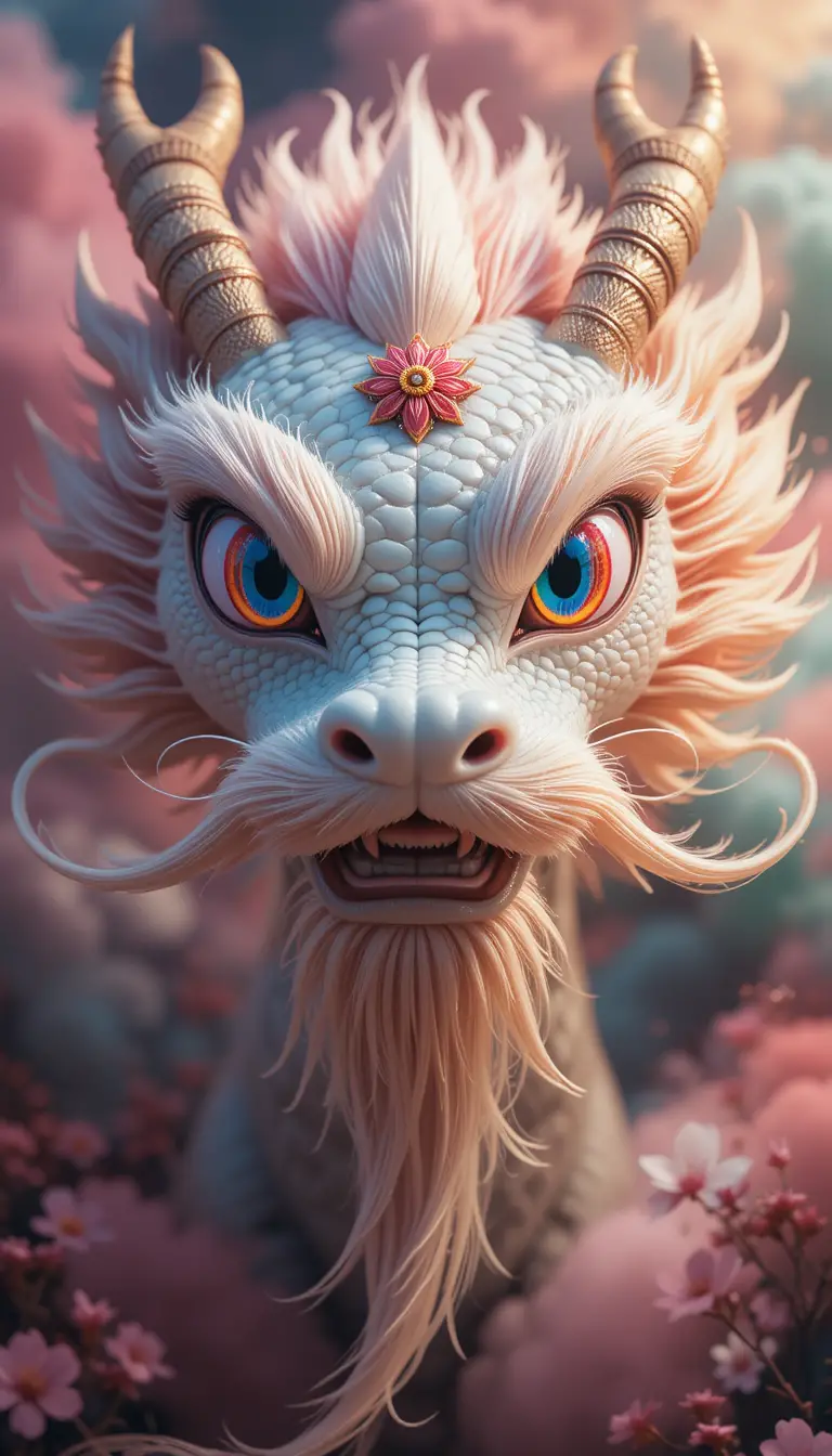 彩虹眼睛可愛龍的特寫