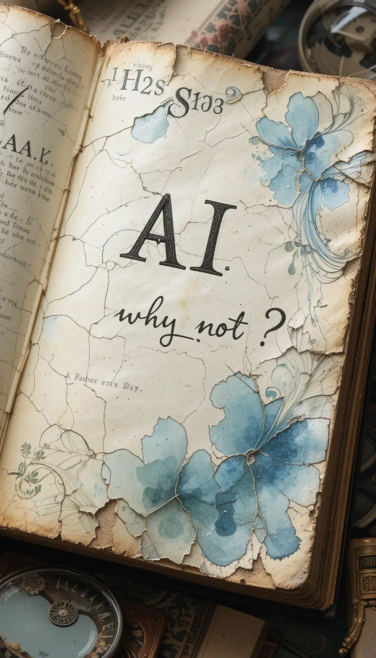 Aquarellmalerei eines rissigen Papierbuchs mit Text