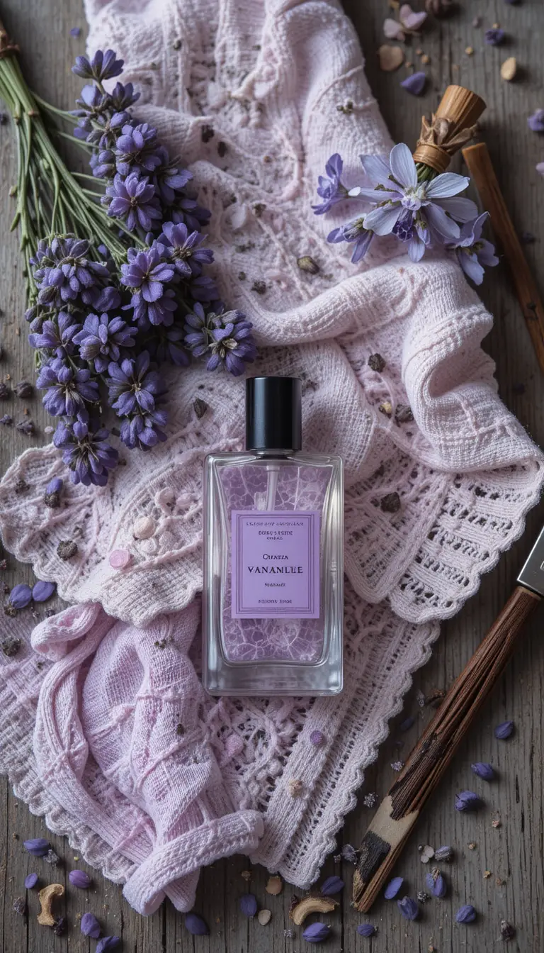 Handgemachte Lavendel-Vanille-Seife auf flauschigen Handtüchern