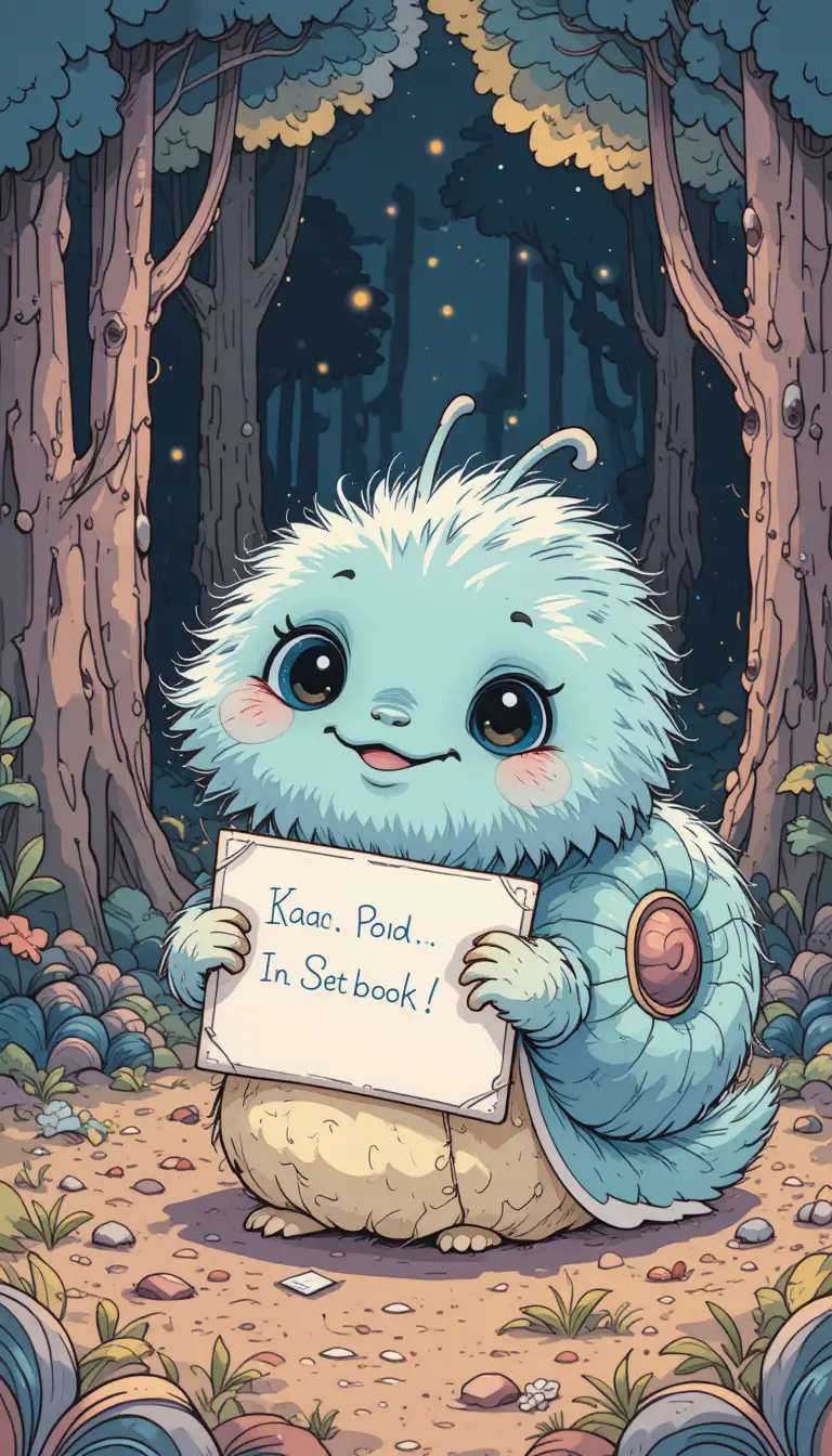Chiocciola soffice e giocosa con una lettera in una foresta pastello