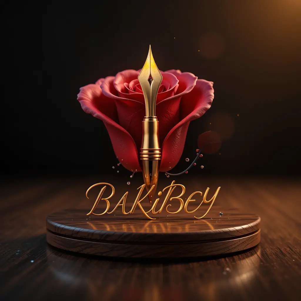Goldene Rosen- und Füllfederhalter-Logo auf dunklem Hintergrund
