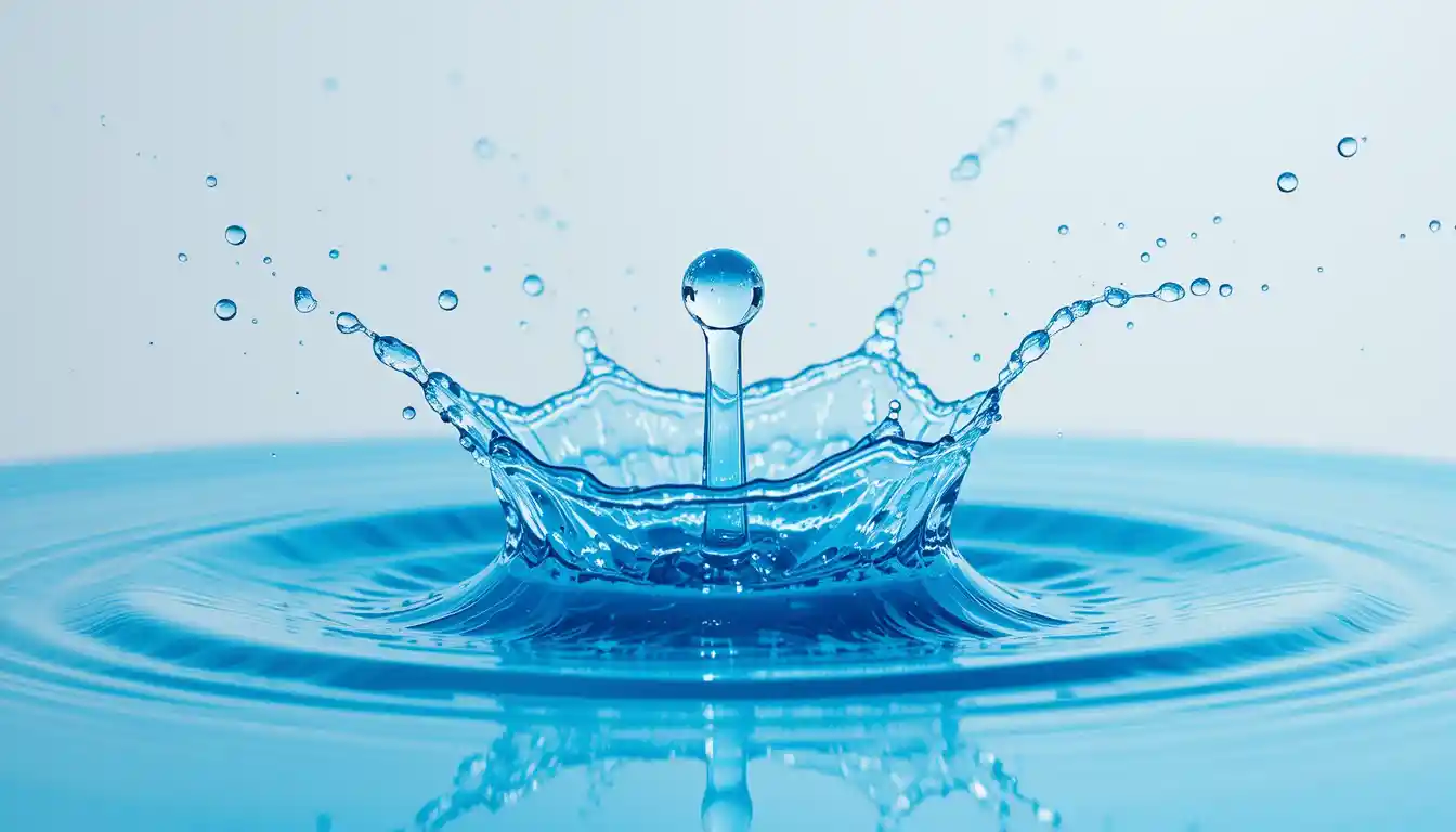 Primer plano del salpicón de una gota de agua azul