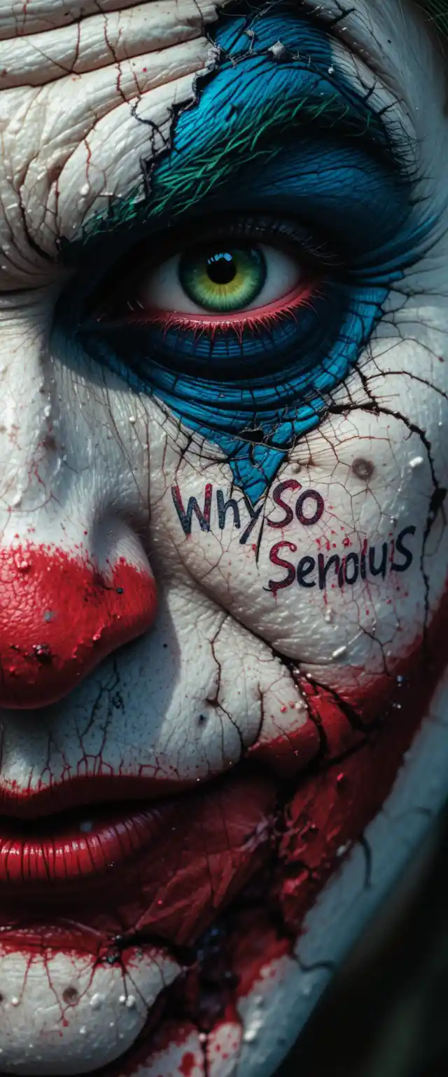 Wild mismatched eyes in cracked joker style makeup