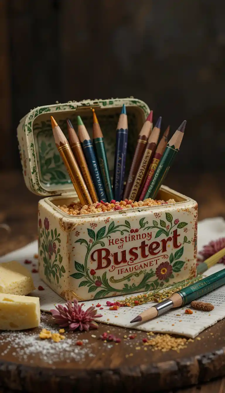 Pickled fish in butter dish used as creative pencil holder
