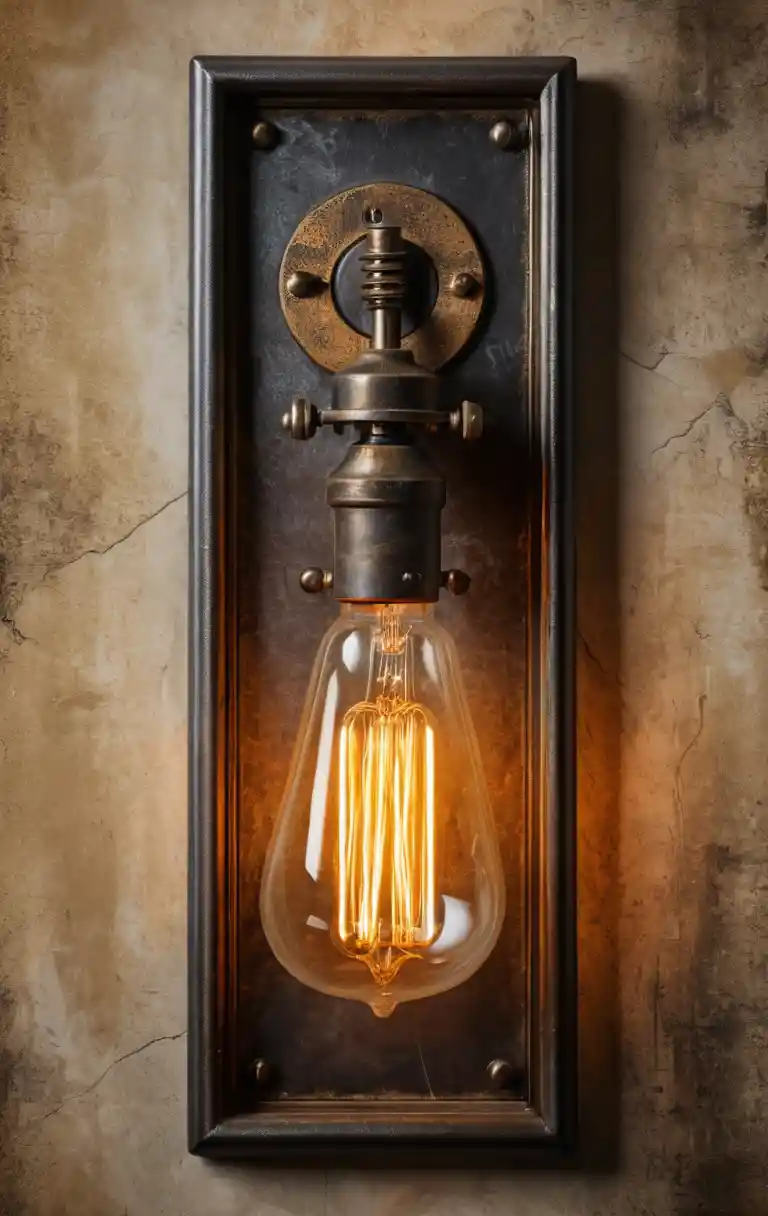 Applique da parete con lampadina Edison vintage e arte industriale calda
