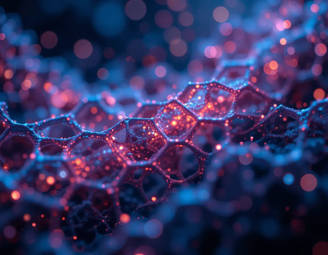 Vue microscopique de nanotubes de silicium lumineux dans la poussière cosmique