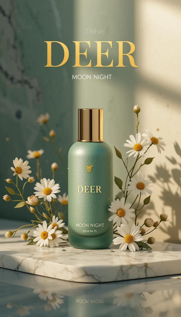 Affiche de soin de la peau de luxe avec flacon en verre et touches dorées