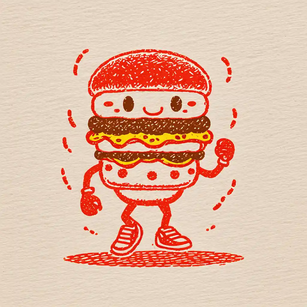 Mascotte hamburger et pizza en dessin animé rétro style diner
