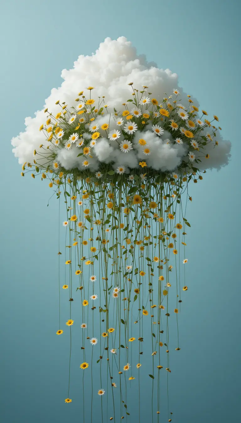攝影棚人像中的超現實綻放花雲