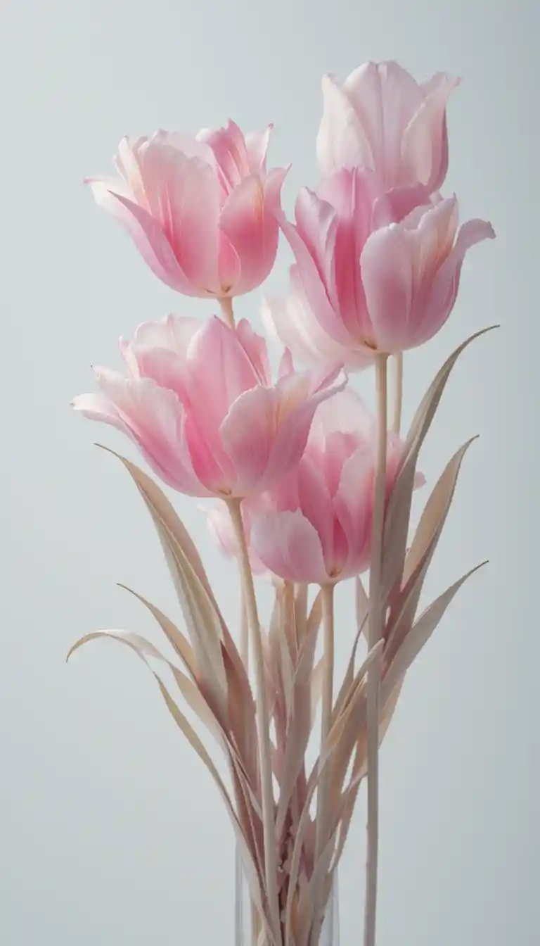 Pastel pink tulips with translucent x ray floral style