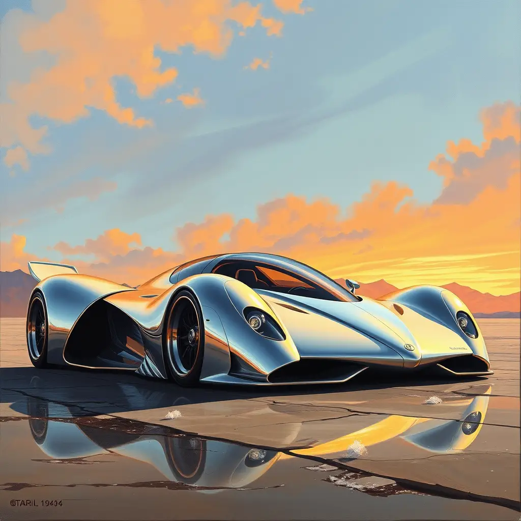 Ultrarealistisches Ölgemälde eines futuristischen Hypercars