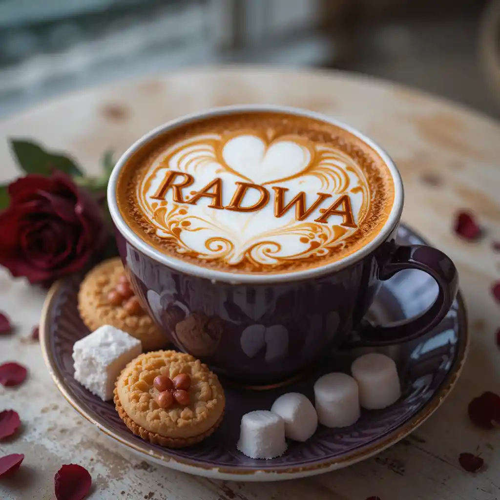Personalized latte art with cookies by the beach