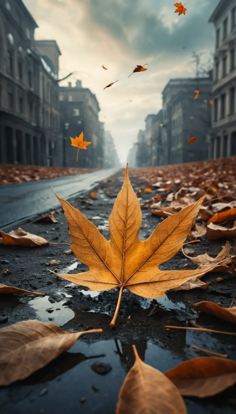 Letztes Herbstblatt, das eine winzige verborgene Welt schützt