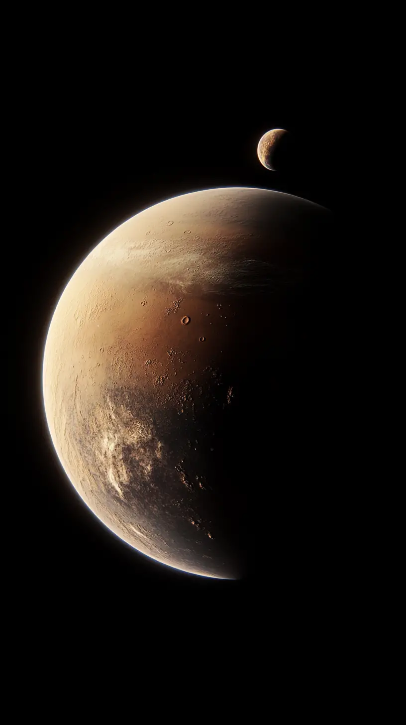 深宇宙から見た衛星を持つ遠い惑星