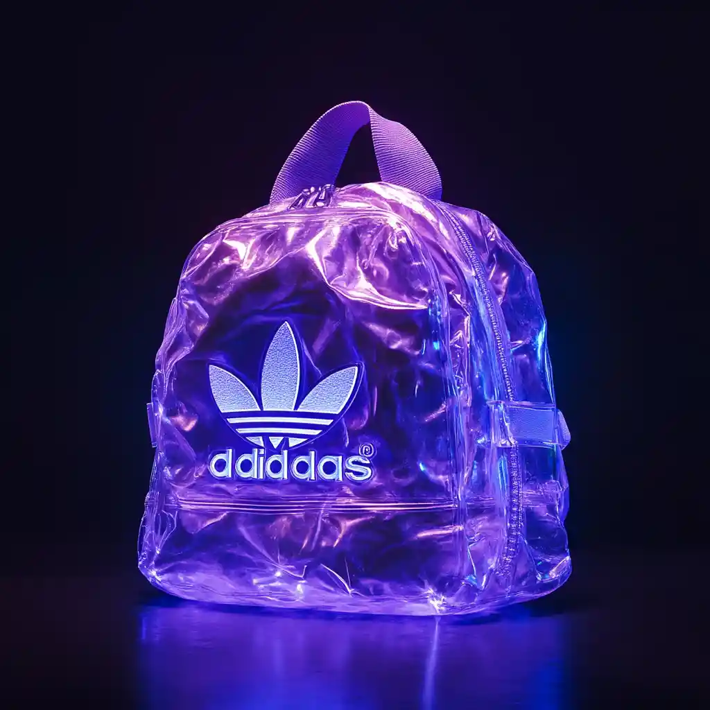 Purple Adidas ice backpack on clean solid background