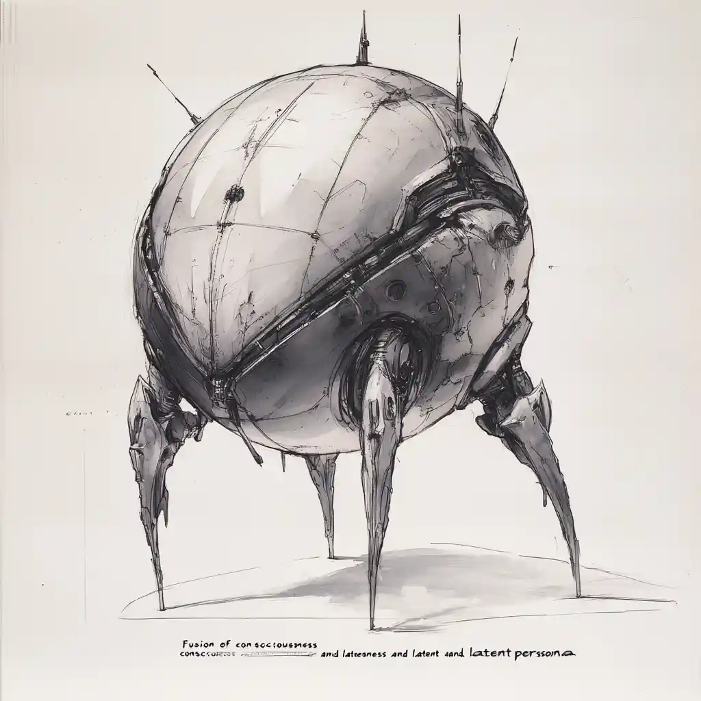 Concept art sketch of abstract spherical sculpture design
