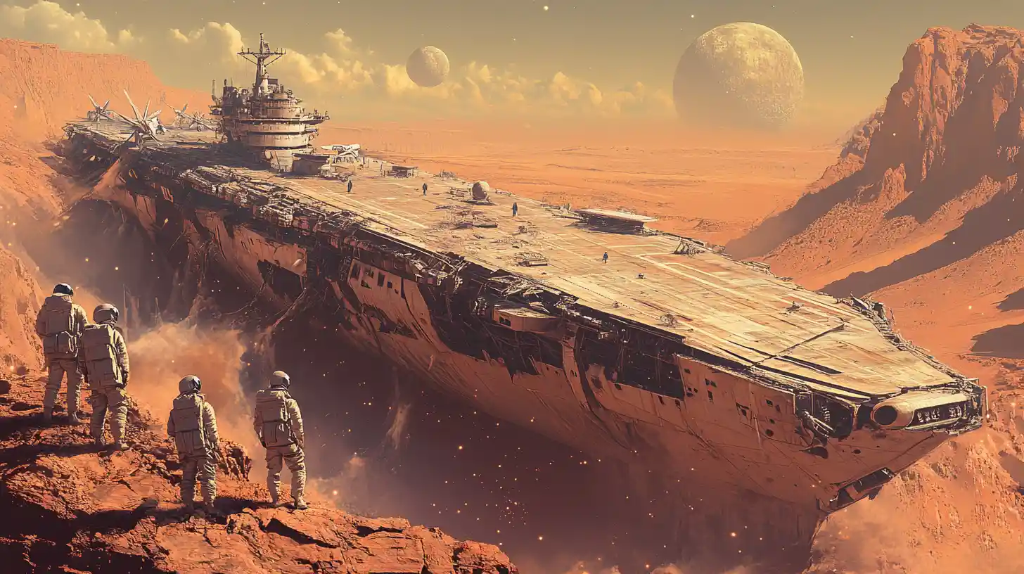 Astronauts Survey Ancient Aircraft Carrier Wreck In Desert Canyon