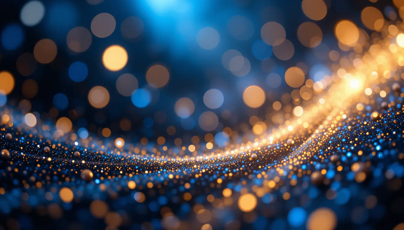 Abstrakter Glitzer-Licht-Bokeh-Hintergrund in Blau und Gold