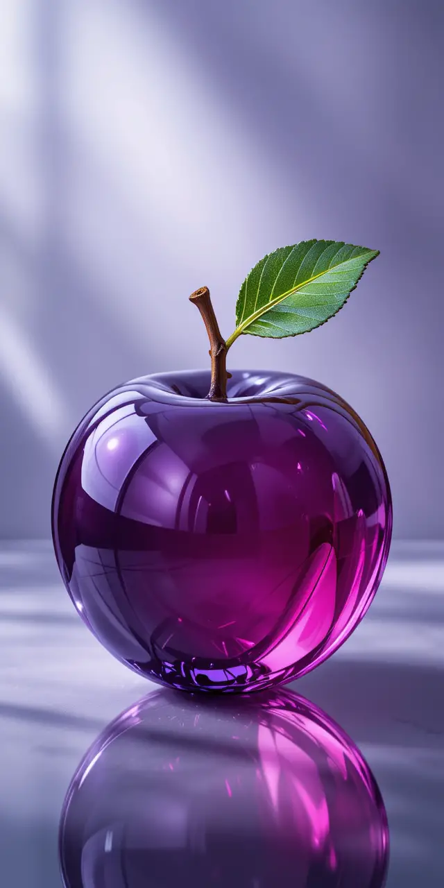 Prugna di vetro in elegante opera di gelatina macro
