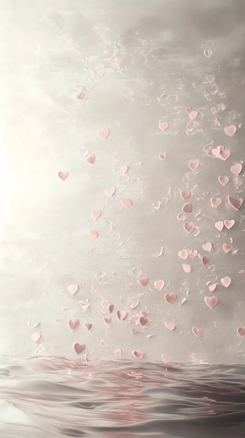 Abstrakte Pastellherzen in zarten Rosa- und Grautönen