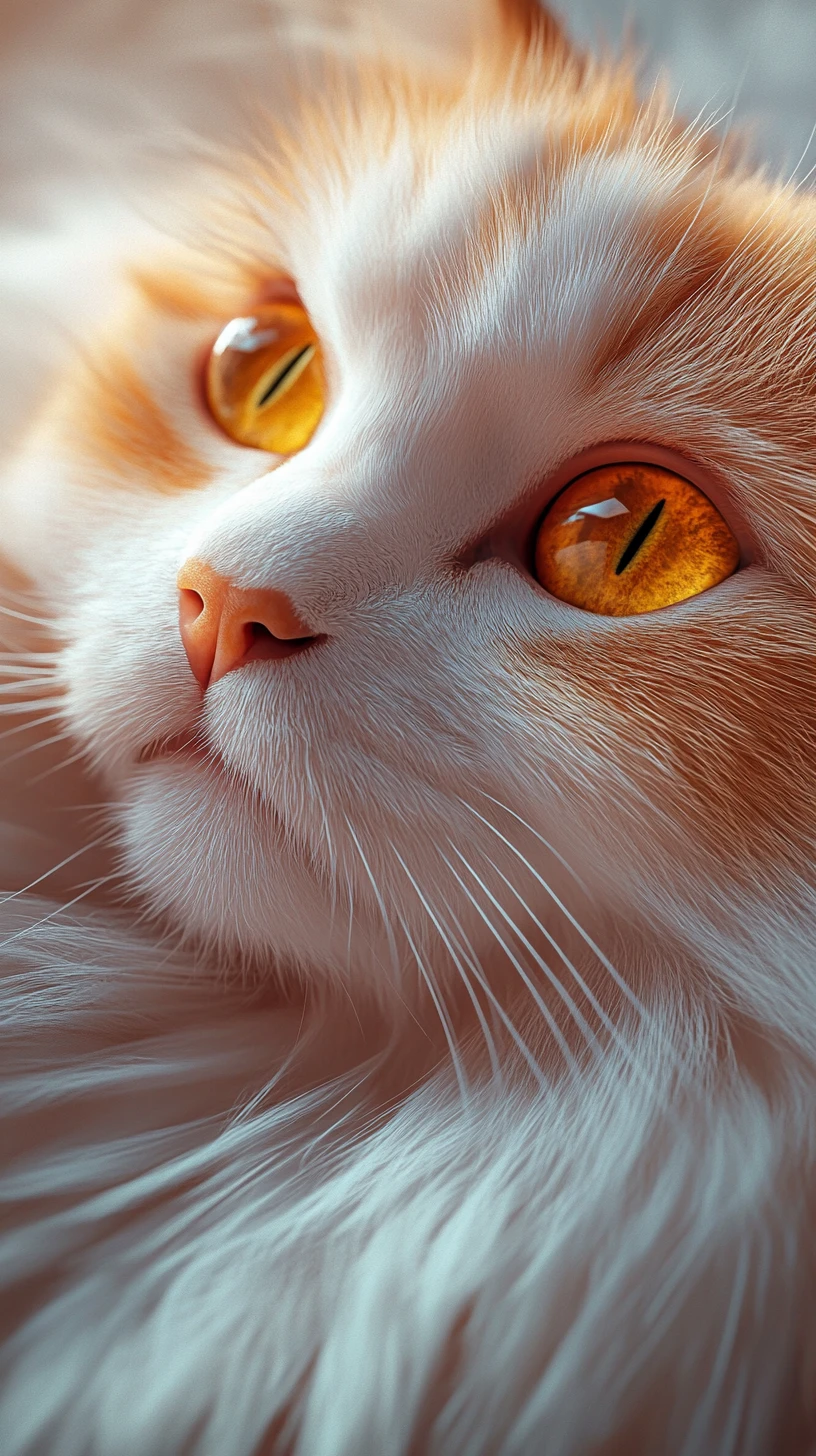 Gato de fantasia majestoso e fofinho com olhos amarelos brilhantes