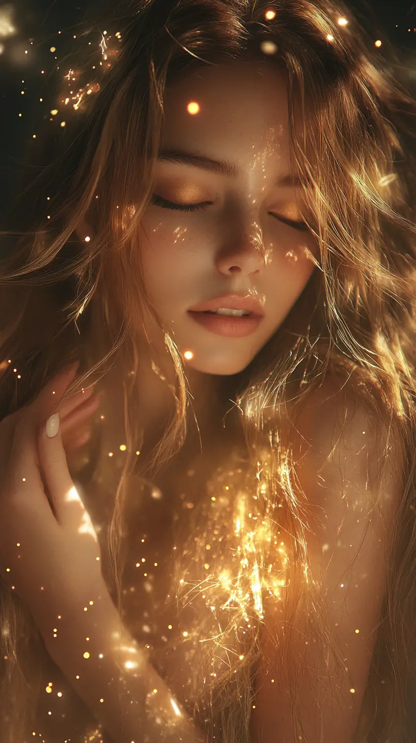 星空下閃耀女子的夢幻人像