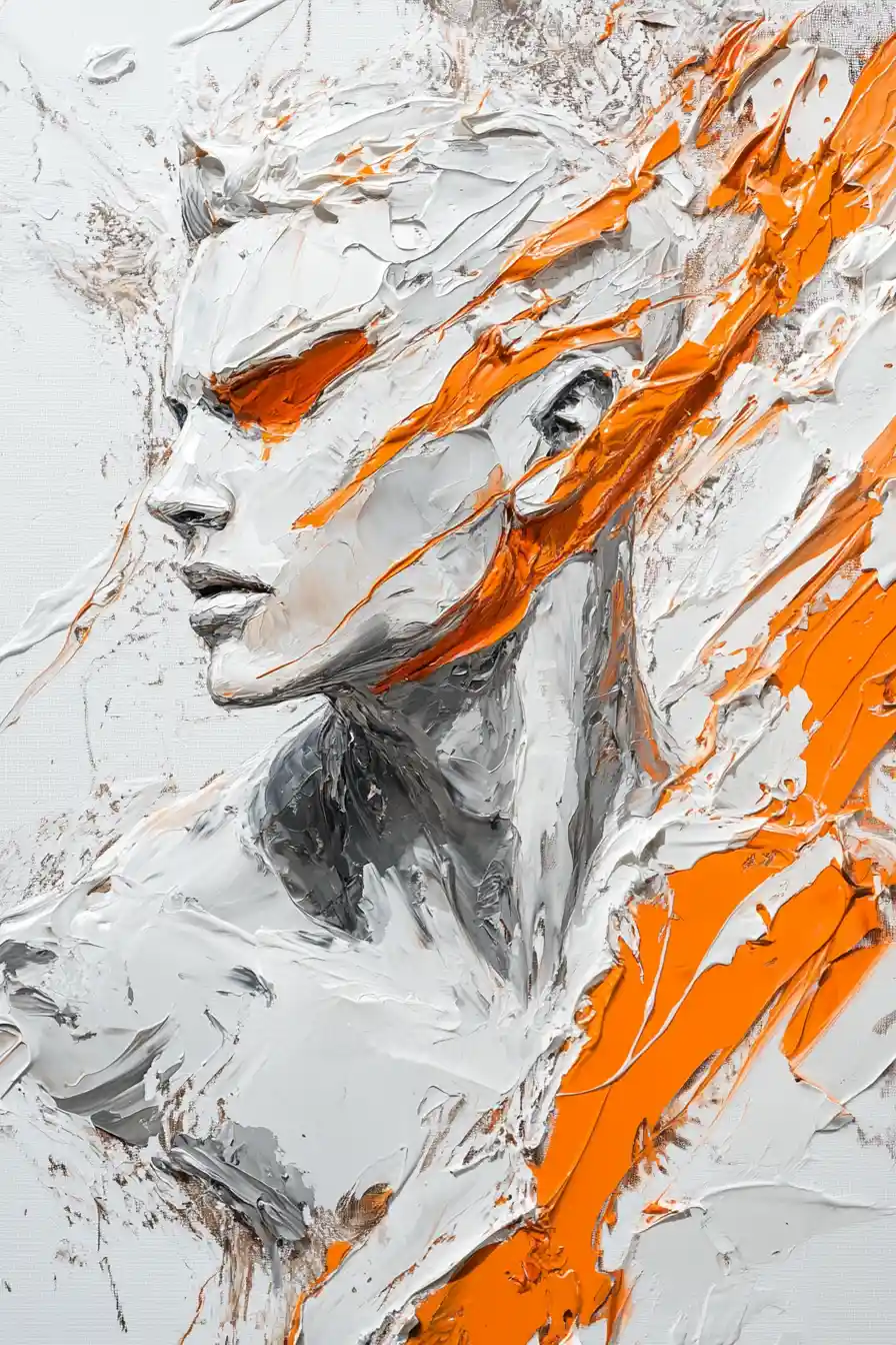 Monochromatic impasto painting of a powerful superhero figure