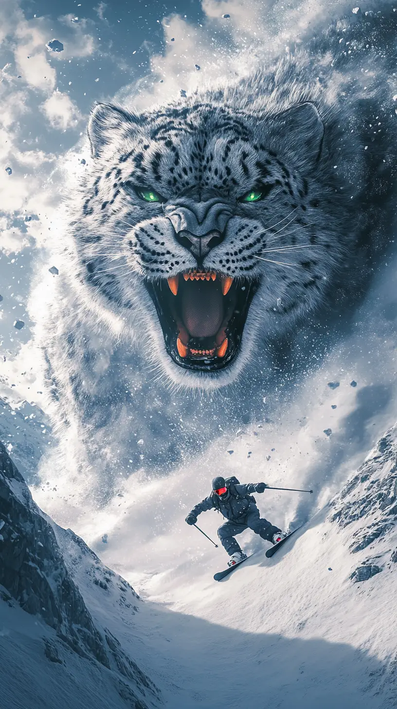 Skier racing down a steep snowy mountain slope