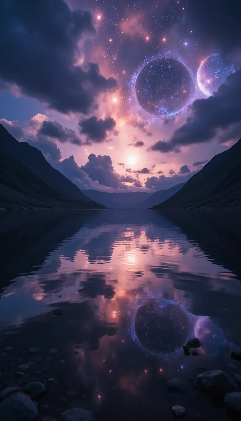 寧靜宇宙水面上倒映的天體奇觀