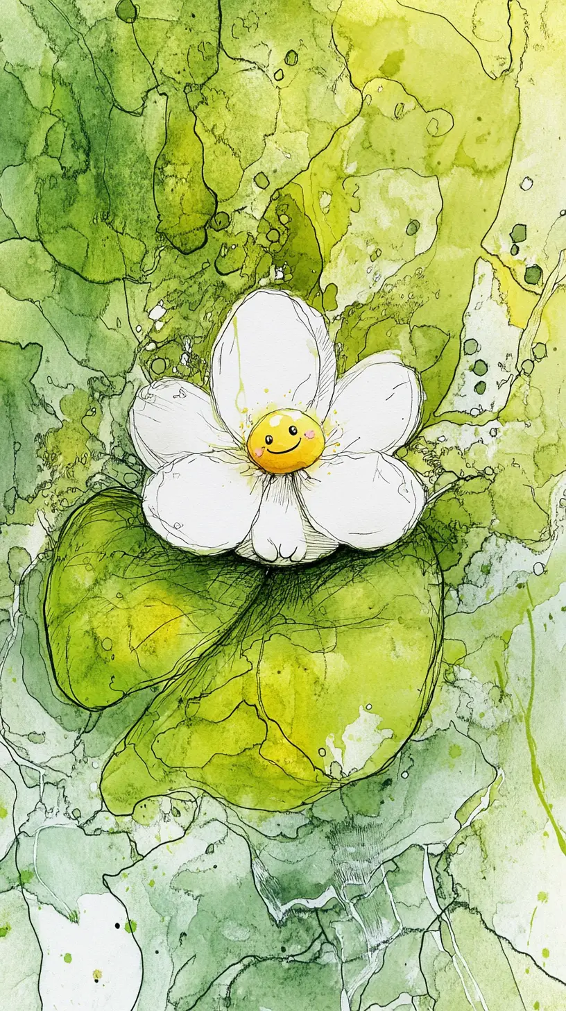 Glückliche Cartoon-Maus in einer surrealen, schmelzenden Aquarellwelt